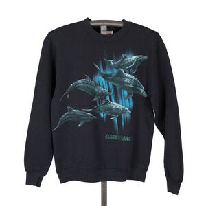 Vintage GreenPeace Dolphin Graphic Sweatshirt Fruit of the Loom USA Made LARGE